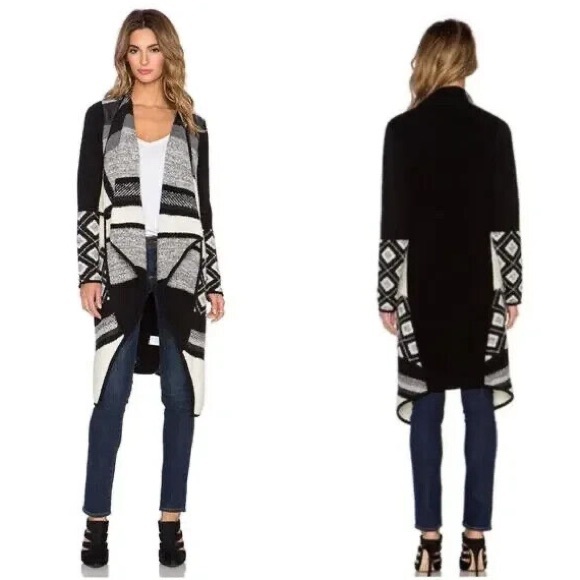 Vince Graphic Texture Cardigan Longline Wool Alpaca Blend Knit Mixed Pattern - Picture 15 of 15